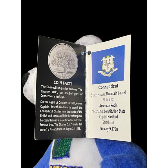 2000 Limited Treasures Connecticut State Quarter Coin Bean Bear Plush - Picture 5 of 5